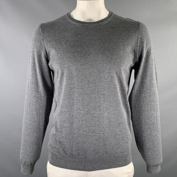 HUGO BOSS Size XL Grey Knitted Wool Crew-Neck Pullover